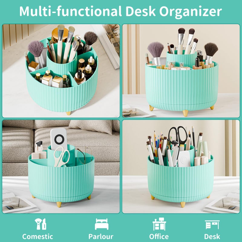 fanado 360 Rotate Makeup Brush Holder Organizer, Makeup Organizers Countertop, Makeup organization and Skincare Storage for Vanity, Desktop, Bathroom (Mint Green) - Image 3